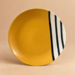 Mustard Noir Striped Ceramic Plate