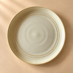 Speckled Cream Plate with Golden Rings Ivory Gold Rim Ceramic Plates