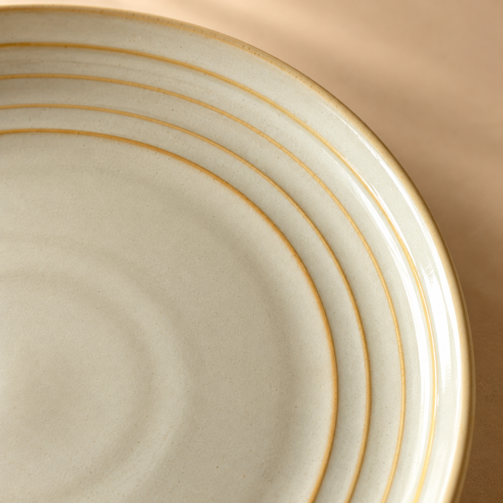 Warm Speckled Ceramic Plate Rim Ivory Gold Rim Ceramic Plates